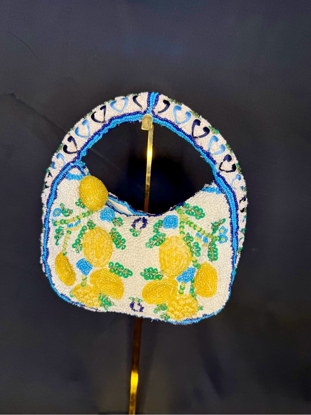Beaded Handbag in pattern of summer lemons